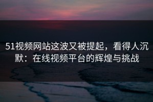 51视频网站这波又被提起，看得人沉默：在线视频平台的辉煌与挑战