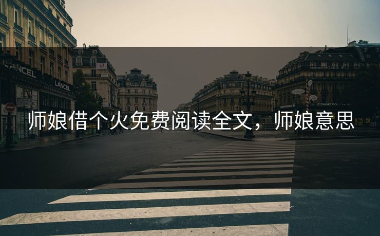 师娘借个火免费阅读全文，师娘意思