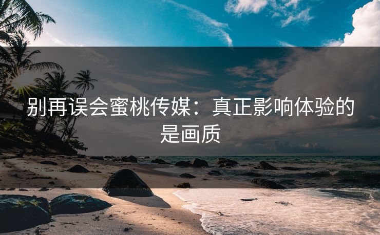 别再误会蜜桃传媒：真正影响体验的是画质