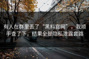 有人在群里丢了“黑料官网”，我顺手查了下，结果全是隐私泄露套路