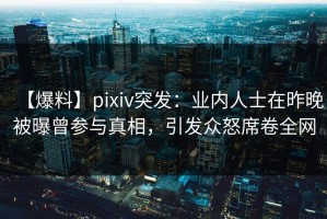 【爆料】pixiv突发：业内人士在昨晚被曝曾参与真相，引发众怒席卷全网