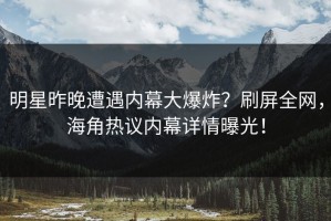 明星昨晚遭遇内幕大爆炸？刷屏全网，海角热议内幕详情曝光！