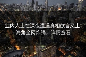 业内人士在深夜遭遇真相欲言又止，海角全网炸锅，详情查看