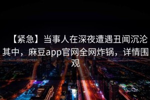 【紧急】当事人在深夜遭遇丑闻沉沦其中，麻豆app官网全网炸锅，详情围观
