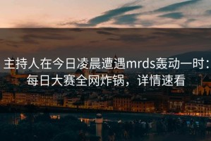 主持人在今日凌晨遭遇mrds轰动一时：每日大赛全网炸锅，详情速看