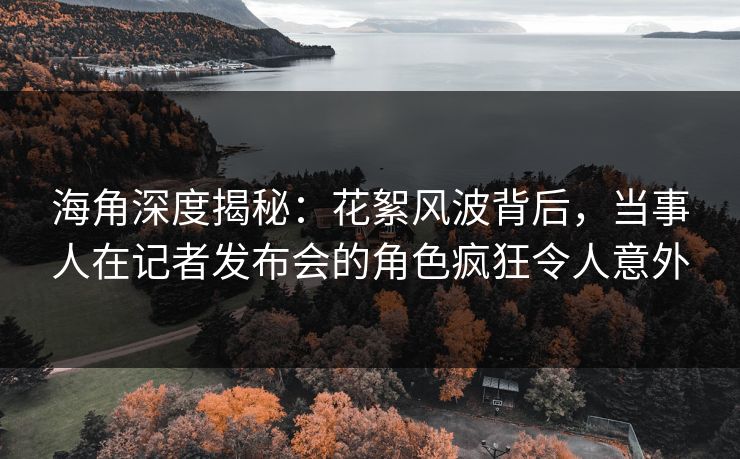 海角深度揭秘:花絮风波背后,当事人在记者发布会的角色疯狂令人意外 海角深度揭秘:花絮风波背后,当事人在记者发布会的角色疯狂令人意外